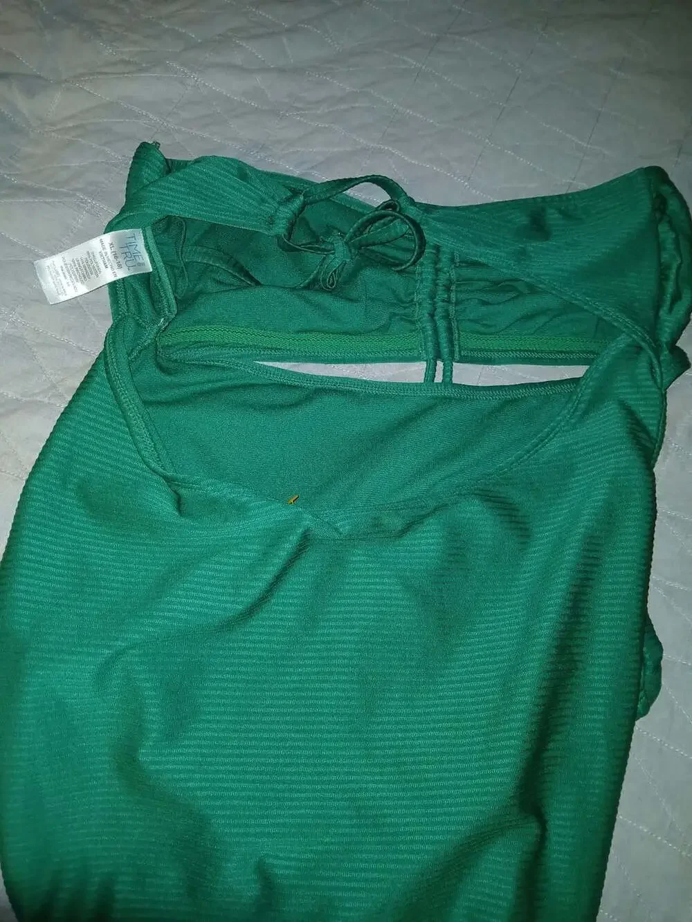 Time and Tru Green Ribbed Cutout High-Waisted Bikini Bottoms XL (16-18)